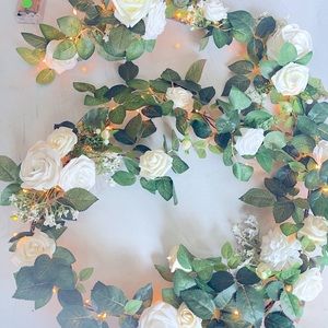 Ling’s Moment premium faux floral wedding garland with lights